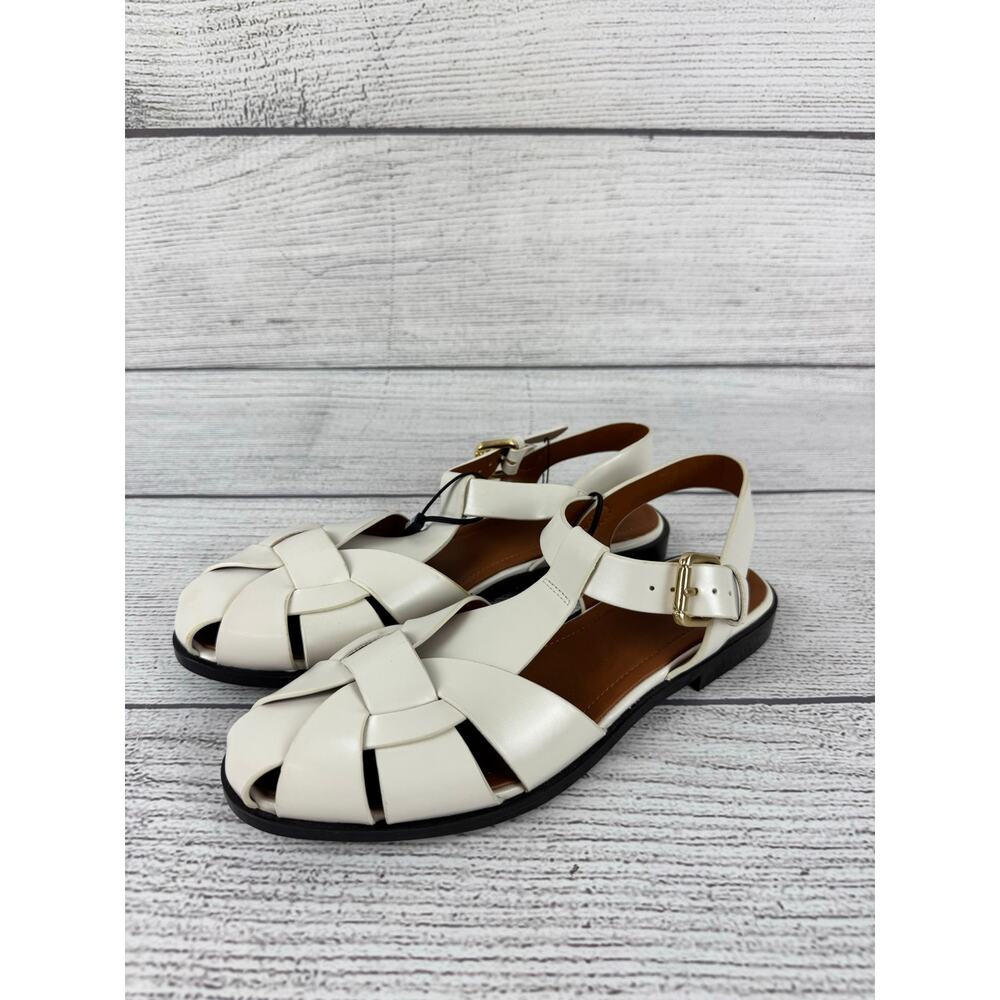 Zara Women's Ivory Flat Cage Buckle Sandals Size 9 - Picture 2 of 11